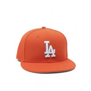 New Era Dodgers Orange Fitted Hat Sz 7 3/4 Gray W/White Logo Hit Limited Street